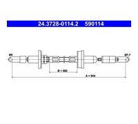 1x Tirette à câble, commande d'embrayage ATE 24.3728-0114.2 convient pour VAG