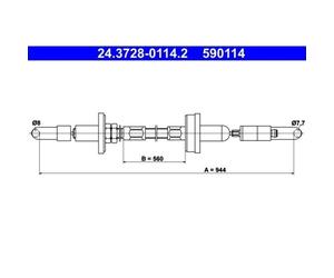 1x Tirette à câble, commande d'embrayage ATE 24.3728-0114.2 convient pour VAG