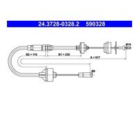 1x Tirette à câble, commande d'embrayage ATE 24.3728-0328.2 convient pour