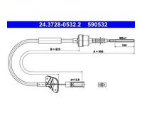 ATE Câble d'embrayage 24.3728-0532.2 pour FIAT et FORD