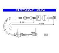 1x Tirette à câble, commande d'embrayage ATE 24.3728-0534.2 convient pour