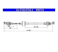 1x Tirette à câble, commande d'embrayage ATE 24.3728-0724.2 convient pour