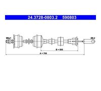 ATE Câble d'embrayage 24.3728-0803.2 pour PEUGEOT 205 I 205 II 309 I