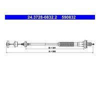 1x Tirette à câble, commande d'embrayage ATE 24.3728-0832.2 convient pour