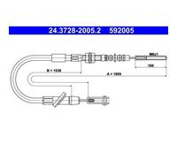1x Tirette à câble, commande d'embrayage ATE 24.3728-2005.2 convient pour