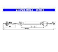1x Tirette à câble, commande d'embrayage ATE 24.3728-2500.2 convient pour VAG