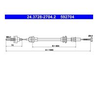 1x Tirette à câble, commande d'embrayage ATE 24.3728-2704.2 convient pour