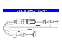 1x Tirette à câble, commande d'embrayage ATE 24.3728-2707.2 convient pour VAG
