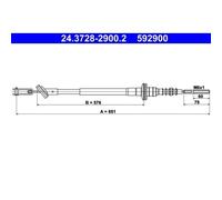 1x Tirette à câble, commande d'embrayage ATE 24.3728-2900.2 convient pour