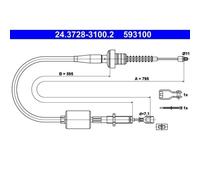 1x Tirette à câble, commande d'embrayage ATE 24.3728-3100.2 convient pour