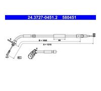 1x Tirette à câble, frein de stationnement ATE 24.3727-0451.2 convient pour
