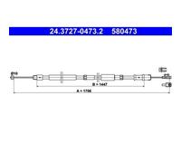 1x Tirette à câble, frein de stationnement ATE 24.3727-0473.2 convient pour