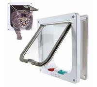 1x Tunnel Cache Découpe Chatière Chien Porte de Chat avec Serrure Chatières pour Petit Animaux Cat Mate Verrouillable Facile à Installer Blanc - M