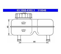 1x Vase d'expansion, liquide de frein ATE 03.3508-8302.3 convient pour DAF