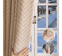 1x Velours Rideau thermique anti-froid Beige Rideau thermique fronceur Rideaux opaques 100% occultants Rideau anti-chaleur, 140x265cm