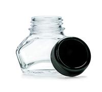 1x Verre à encre, pots d'encre, verre à bijoux avec bouchon à vis noir, volume 30ml, Ø filetage 30mm