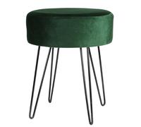 1x Vert/Noir H40 x D35cm Rond Repose-Pieds en Velours Ottoman Tabouret Pouf