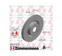 1x ZIMMERMANN Disque De Frein COAT Z Essieu Avant Ø 336mm Pour Volvo