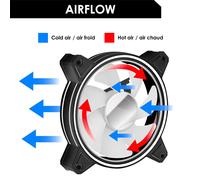 1x120MM Gamer Mirror PC Case Fan-High Airflow-RGB Addressable LED PWM 3 Pin 5 Volt Dual Loop-Silent Cooling-Black