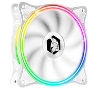 1x120MM Gamer PC Case Fan -High Airflow -RGB Addressable LED PWM 3 pin 5 Volt Dual Loop -Silent -Cooling 12CM-White