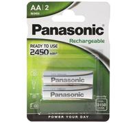 2 Panasonic Rechargeable Aa Prêt Pour Usage batteries 2450mAh Nimh 1.2V 2BL Neuf