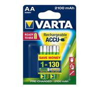 1x2 Varta Rechargeable Accu AA Ready2Use NiMH 2100 mAh Mignon Batteries recharge