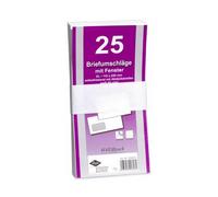 1x25 enveloppe DIN longue avec auto collante fenêtre 80g blanc