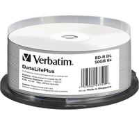 1x25 Verbatim BD-R Blu-Ray 50GB 6x Speed printable Cakebox