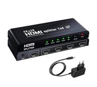 1x4 Splitter HDMI,Ozvavzk Répartiteur HDMI 3D 1 Entrée 4 Sorties Distributeur HDMI Soutien 4K Supporte PC Box HDTV DVD Multimédia Écran Projecteur