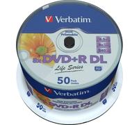 1x50 Verbatim DVD+R DL wide pr. 8x Speed, 8,5GB Life Series
