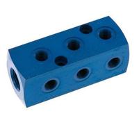 1xG 3/8'' x 9xG 1/8'' Bloc de distribution en aluminium unilatéral 16 bar