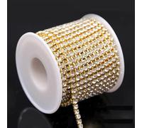 1Yard 10Yards/Roll SS6-SS18 Cristal Strass Chaîne À Coudre Strass Collé Garniture Coupe Chaîne Pour vêtements DIY Chaîne Accessoires-Base Dorée Clair, SS18-4.4mm, 1 Yard - Pack