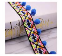 1yards/set Pompon Frange Garniture Tissu Glands Franges Dentelle Garnitures avec for Rideaux Décoration DIY Accessoires de Couture(Blue)