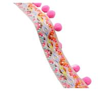 1yards/set Pompon Frange Garniture Tissu Glands Franges Dentelle Garnitures avec for Rideaux Décoration DIY Accessoires de Couture(Pink)