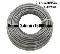 2.0/2.4/2.7/3.0mm tondeuse en acier Nylon câble cordon ligne débroussailleuse Long rond rouleau herbe fil de remplacement environ 15m-Round 2.4mm X 15m