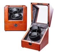 2+0 Automatic Watch Winder 5 Mode Self-Stop Function with Retractable Pillow Mute Motor Wood Watches Winding Box (B)