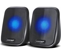 Audiocore AC835 Haut-parleurs stéréo avec rétro-éclairage LED pour PC Portable Smartphone 2x3W RMS USB AUX Compact