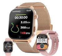 2,01" AMOLED Montre Connectée Femme avec Appel Bluetooth 5,2/Numérotation, Smartwatch Compatible Samsung Huawei Android iOS Podometre GPS Partagé Montre 123 Sports Cardiofrequencemetre (Doré)