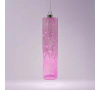 2.02 LED Cylindre en verre TUBE - env. 24 x Ø 6 cm - 20 LED décoratives à suspendre avec pile et minuterie - Couleur : Lavande