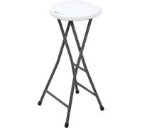 2.03 Chaise de bar pliante métal / plastique - ca. 70x33x30 cm - couleur de la structure : gris / assise : blanc (Tabouret de bar)