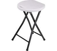 2.03 Tabouret pliant métal / plastique - ca. 45x30x30 cm - Couleur de la structure : gris / Assise : blanc (tabouret)