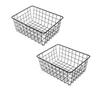 2.05 Panier de rangement en métal en set de 2 - chacun env. 28 x 22 x 12,5 cm - panier en noir (set de 2)