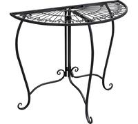 2.05 Table d'appoint de jardin semi-circulaire - env. 80 x 71 x 40 cm - Table en métal style vintage en noir