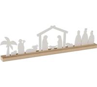 2.06 Deko Présentoir personnages de la crèche en nature / blanc - ca. 50 x 14 cm - bois crèche