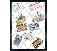 2.06 Porte-photos GRILLE avec corde élastique flexible et 20 pinces - env. 75x55 cm - couleur : noir