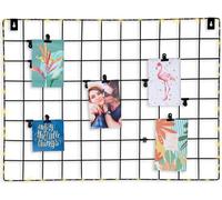 2.06 Support mural grille pour photos avec éclairage LED - env. 60 x 45 cm - avec 12 clips pour photos