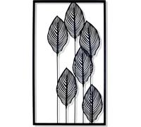 2.06 Tableau mural en métal avec FLEURS - environ 60 x 35 cm - Tableau déco à suspendre en noir
