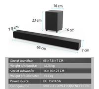 2.1 Barres de son pour TV avec subwoofer, barre de son Deep Bass, home cinéma, jeux sur PC, haut-parleurs BT avec entrée micro pour karaoké avec télécommande