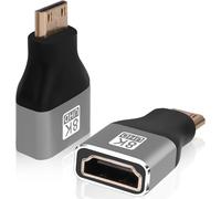 2.1 Mini HDMI 8K Adapter,2 Pack Mini HDMI Male to HDMI Female Adapter,Compatible with Laptops,Tablets,Camcorders,Monitors and TVs 8K@60Hz,4K@120Hz