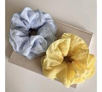 2/1 pièce Grands chouchous pour femmes, pinces à cheveux polyvalentes de couleur jaune & bleu, pour se baigner ou se laver le visage, assortissez-les à votre tenue PlantesPolyester